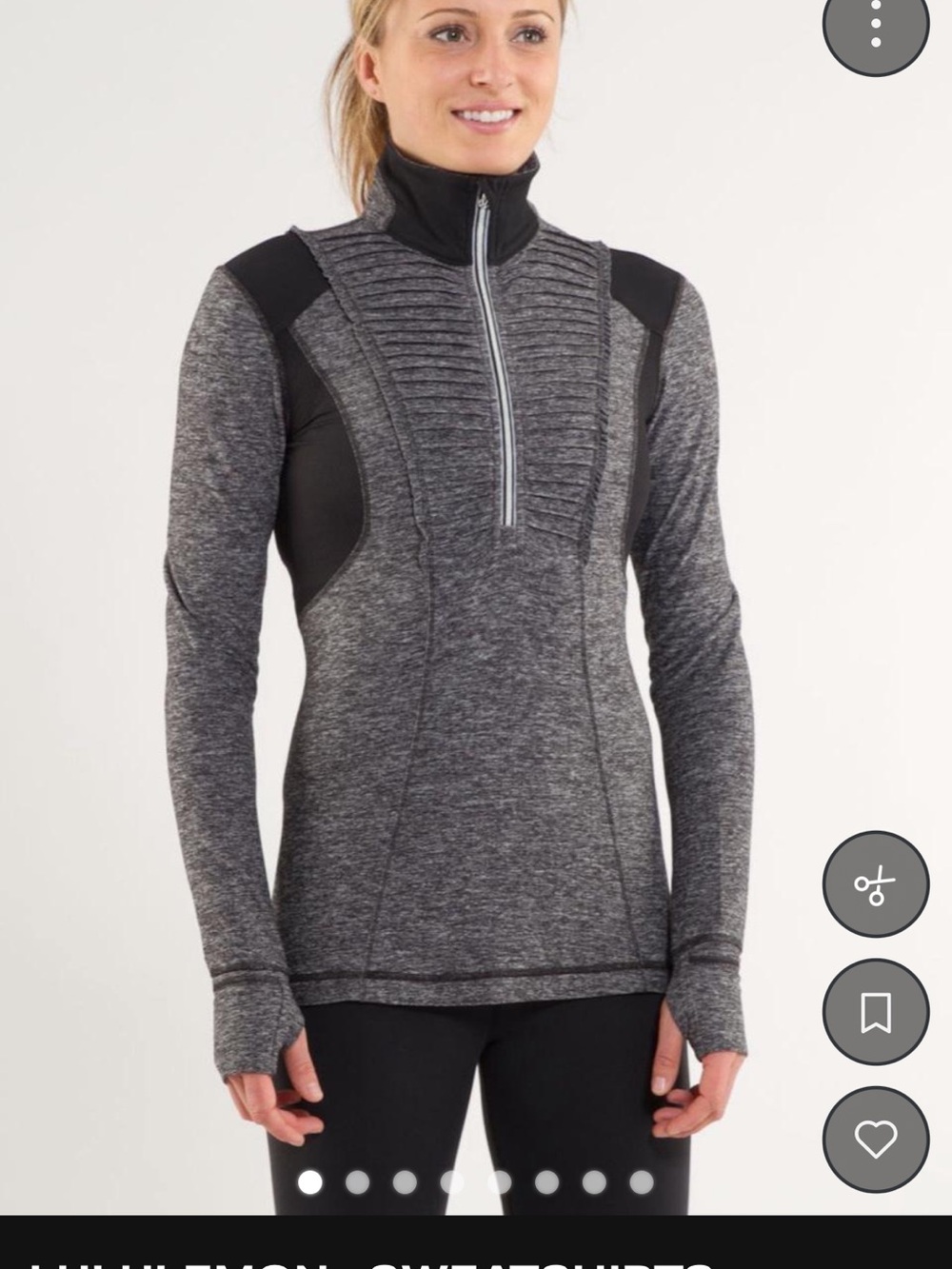 lululemon athletica Gray Half-Zip Cowl Neck Performance Sweater